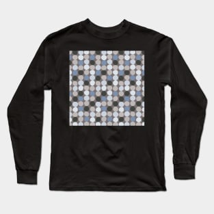 Midcentury Modern Dots - Blue and Charcoal Gray Palette Long Sleeve T-Shirt